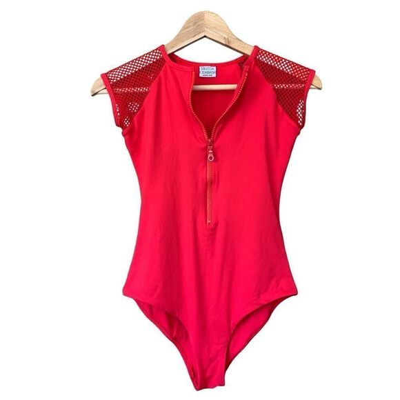 Melissa Odabash Honolua Sports‎ Zip-Up Swimsuit Red Size 4 - Picture 4 of 12